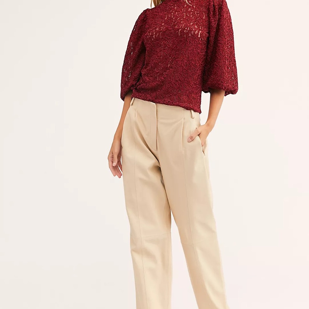 Free People Sweet Talker Floral Lace High Neck Puff Sleeve Blouse, Size S - Picture 11 of 16